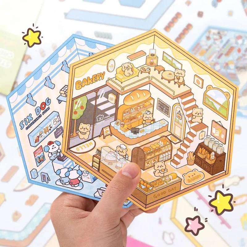 20 Hojas Diy Escena De Pegatinas Con Pinzas, 3d Calcomanías