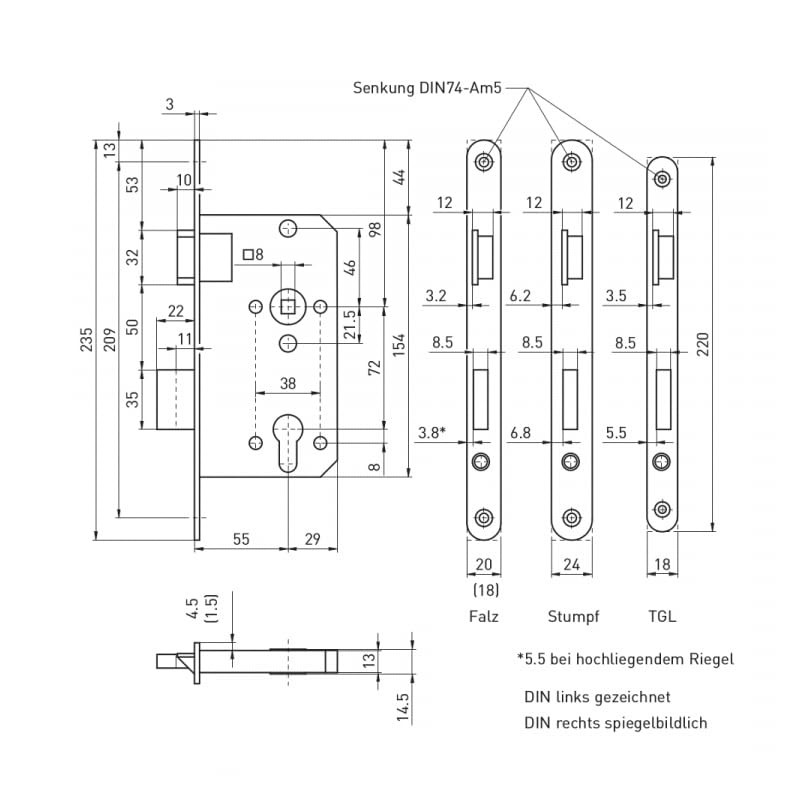 FELGNER Mortice Lock for Profile Cylinder | Cylinder Lock Lock