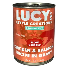 Lucy Pet Products Kettle Creations Chicken and Salmon Stew Dog Recipe in Gravy 12.5oz, Red, LPPFFLW300
