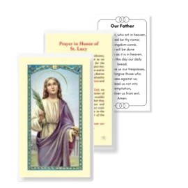 Holy Lines St. Lucy Laminated Prayer Card with Our Father Card | Patron Saint of the Blind and Eye Disorders