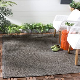SAFAVIEH Courtyard Collection CY8521 Indoor/ Outdoor splashpoof Easy scrubbing Patio Backyard Mudroom Area-Rug, 9' x 12', Natural/Black