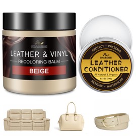 Leather Recoloring Balm with 100ml Mink Oil, Beige Leather Repair Kit and Scratch Remover for Furniture, Car Seats, Sofas, Dye & Restorer for Couches, Vinyl, PU, Faux