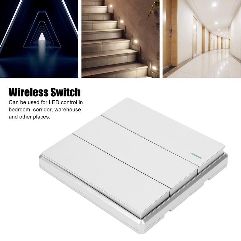 TDL‑9987‑3 Wireless Switch Remote Control 3 Button Panel Wall Mounted