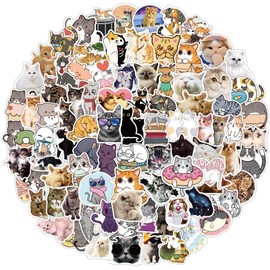100PCS Cat Laptop Stickers,Gift for Children Teens Adults Kids,Waterproof Cute Cat Stickers for Scrapbook Water Bottle,Aesthetic Stickers for Skateboard Journal Wall Car…|ki-01