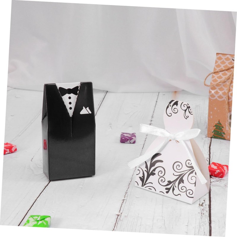 TEHAUX 50pcs Wedding Candy Storage Boxes Stylish Paper Containers for