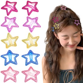 Star-shaped Hair Pin, Colorful Star, Hair Clip, Star Clip, Hair Clip, Cute, Sleep, Bangs, Patch Fastener, 10 Pieces, Bangs, Hair Accessories, Hair Accessories