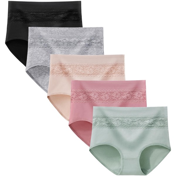 Xaanelr Women's Underwear Cotton High Waisted Full Coverage Briefs Soft