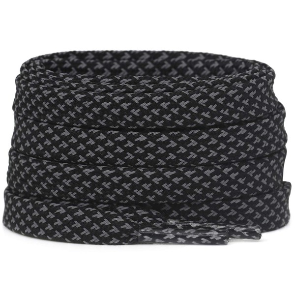 DELELE 2 Pairs Reflective Shoelace Flat Black Safety Laces for