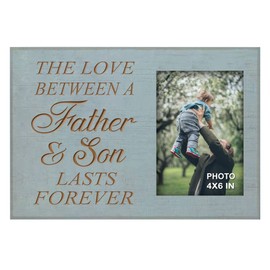 Yudarte Dad Gifts from Son - The Love Between a Father and Son Lasts Forever - Engraved Wood Picture Frame Holds 4x6 Inches Photo - Stepfather Father's Day Gift Frames