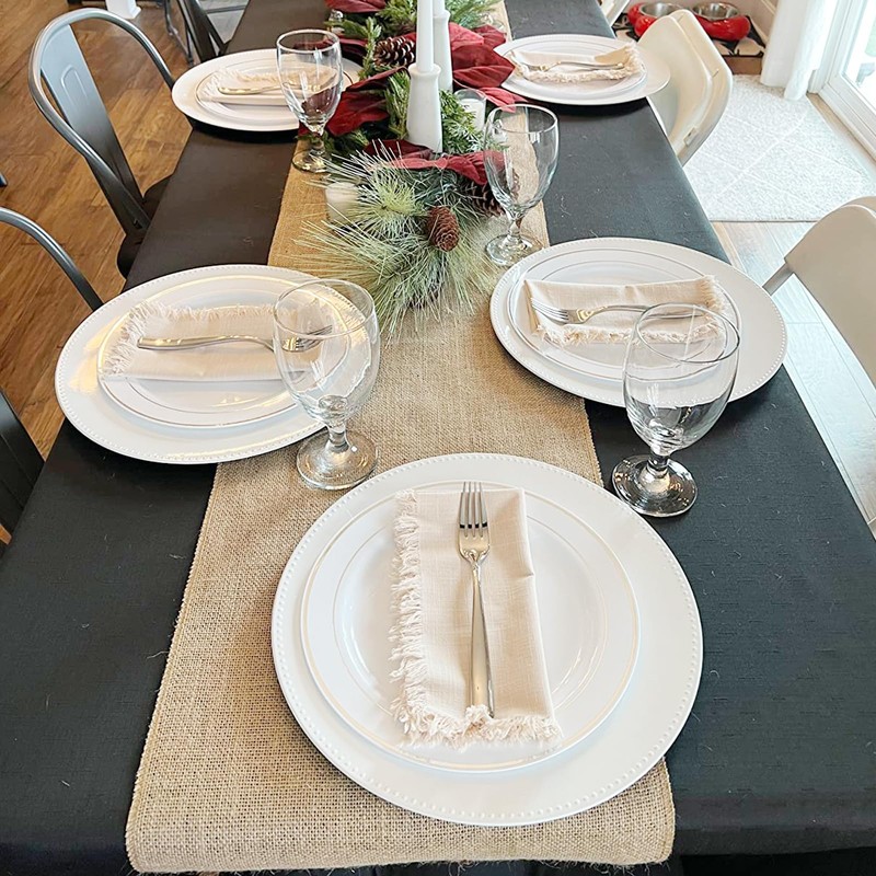 MAHIONG Hessian Fabric Roll, 20cm x 10m Hessian Table Runner,