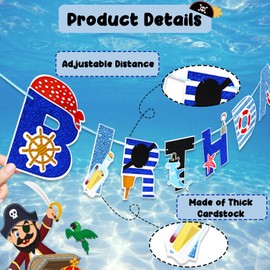 Pirate Happy Birthday Banner Party Decorations for Kids Pirate Theme Party Supplies Birthday Party Baby Shower Pirate Happy Birthday Banner for Kids