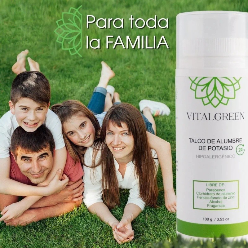 Vital Green Talco Alumbre De Potasio Sin Parabenos 100g Vital