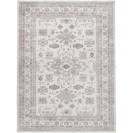 Yanlaza Boho Area Rugs 9x12,Washable Soft Large Area Rug Bedroom Under King Bed,Non Slip Farmhouse Rugs with Rubber Backing,Oriental Carpet for Living Room Bedroom Dining Room Office (Beige, 9'x12')