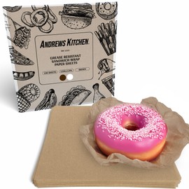 Andrews Kitchen Deli Paper Sheets 12IN X 12IN Grease Resistance Sandwich Wrap Paper Sheets (Brown, 100)