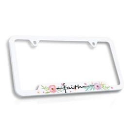 BARON-JEWELRY Faith License Plate Frame Holder - Quality UV Printed Plastic