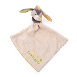 NICI Baby Comforter 22 x 22 cm with Cuddly Toy Donkey - Fluffy Cuddle Blanket for Girls and Boys, Baby Gift for Birth, with Embroidered Lettering "Kleines Schlitzohr" - 49751