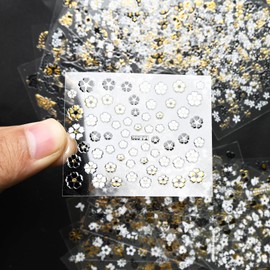 Lifextol 30 Sheets Gold Butterfly Nail Stickers Charms for Fake Nail Design, Flower Stickers Decals for Press Nails Decor, Star Fingernail Sticker Nails Art Supplies, Self-Adhesive Gel Sticker