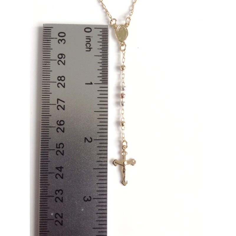 Rosarios Catolicos Silver, Rose and Gold Tone Tricolor Catholic Rosary