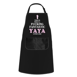 WCGXKO Yaya Birthday Gift Yaya Grandma Gift This Is What A Fantastic Yaya Looks Like Apron Mother’s Day Gift (Yaya Looks Apron)