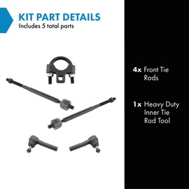 TRQ Front Tie Rod Set Driver & Passenger Side Inner & Outer Compatible with 2005-2007 Chrysler Town & Country Dodge Caravan Grand Caravan