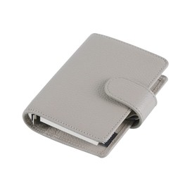 Moterm A8 Regular Rings Planner - Genuine Leather Binder Organiser Purse (Pebble Grey, 15 mm Ring)