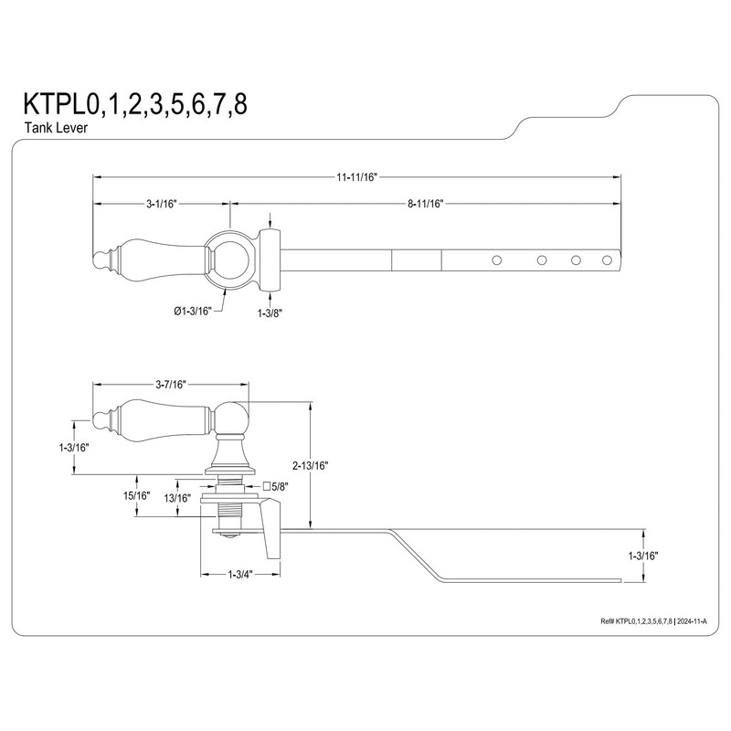 Kingston Brass KTPL7 Victorian Front Mount Toilet Tank Lever, Left/Right