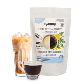 Nummy Creations Vanilla (NEW BOLD FLAVOR) Instant Herbal Coffee Alternative with Dandelion. Caffeine-Free, All Natural, Coffee Substitute, Chicory Coffee, Full Bodied Café Taste. Makes up to 150 cups. 10.58oz.