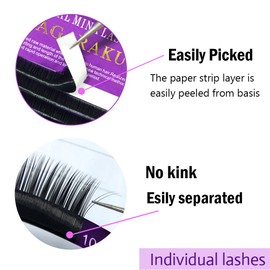 NAGARAKU Eyelash Extensions 0.10 mm C curl 12mm Premium Individual Classic Lashes Soft Natural Matte Black 16 rows Professional Beauty Salon Supplies - Purple Card