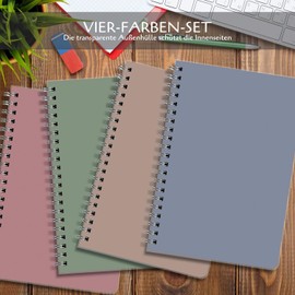 Biroyal Time Management Manual 4 Pieces To Do List Daily Planner Spiral Pad 100 Pages 14.8 x 21 cm Notepads Transparent Cover Diary Notebook for Travel School Organiser 4 Colours