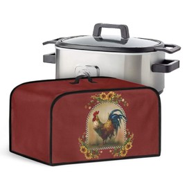 Annejudy Rooster Sunflower Slow Cooker Dust Cover Splash Stain Resistant Oval Slow Cooker Cover with Handle and Side Pockets Kitchen Appliance Accessories Fit for 6-8 Quart Oval Slow Cooker