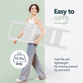 WOA WOA 4 Step Ladder, Ladders for Home, Anti-Slip Pedals, Aluminum Step Stool Foldable, Lightweight to Move, Ease of Storage, Reach 9ft for Closet Kitchen Library, Hold 300lbs - White