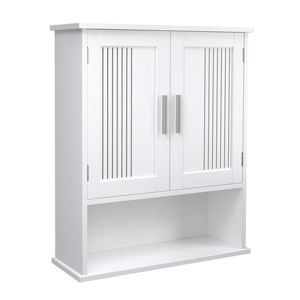 VASAGLE Wall Cabinet, Hanging Bathroom Storage Organizer, Medicine Cupboard with Adjustable Shelf, 7.9”D x 23.6”W x 27.5”H, White