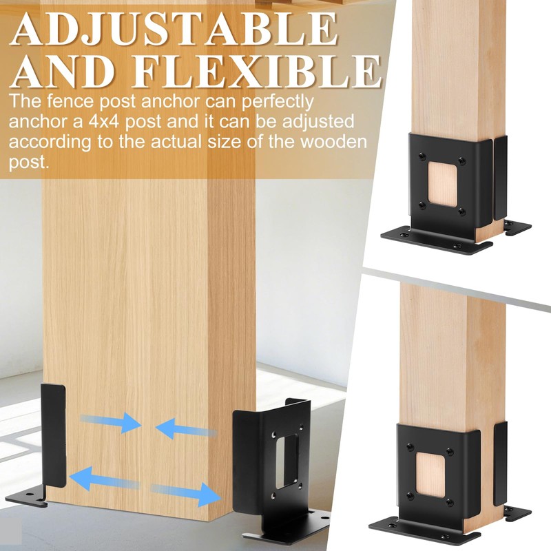8Pcs Adjustable 4x4 Pergola Post Base for Wood Fence, 4x6