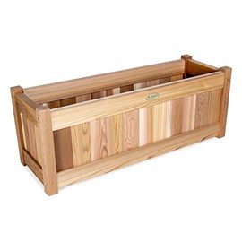 All Things Cedar Premium Cedar Box Planter (32-in x 11) for Growing Flowers, Plants, and Herbs; Ideal for Patio, Porch, Garden, Balcony, Deck; 100% Western Red Cedar