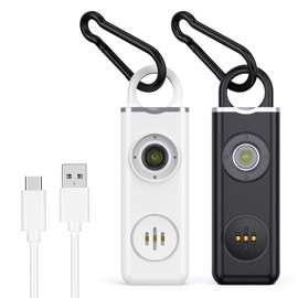 AMIR Personal Alarm Keychain for Women Safety - Loud 130 dB Siren with Strobe Light and Carabiner - Helps Women, Children, Men, Seniors, Elderly Emergency Call (Black&White)