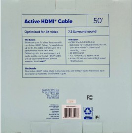 N/A Onn Watch 50 Ft Active HDMI Cable 4K Ultra HD HDR 7.2 Surround Sound Black NIB