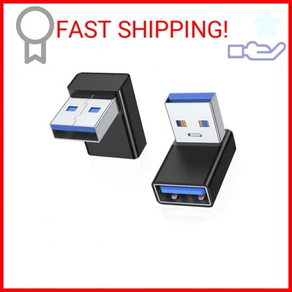 AreMe 90 Degree USB 3.0 Adapter 2 Pack, Upward Angle