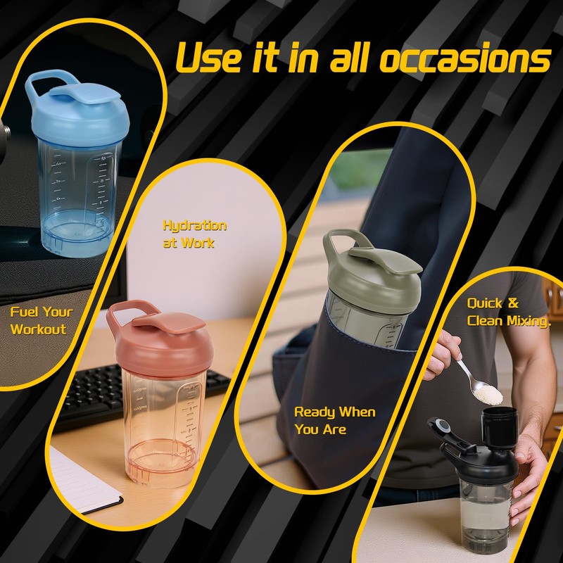 CREAWELLAY Protein Shaker Bottle, Leakproof Protein Cup for Gym, Fitness