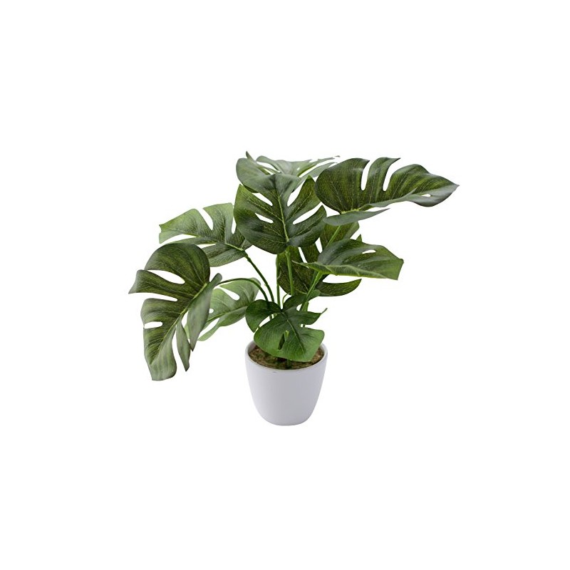 Kobe Flower Story MH-1003 Faux Green Mini Monstera Pot, Height