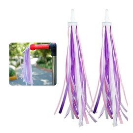 JAMAKALA 2 Pcs Colorful Bike Streamers,1 Pair Bicycle Handlebars Grips Tassel Ribbons,Kid's Bike Streamers for Girls Boys Bicycle Handlebar Scooter Handgrip (blue-white-purple)