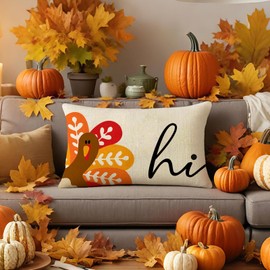 Ogiselestyle Thanksgiving Turkey Throw Pillow Cover, 12 x 20 Inch Fall Cushion Case Decoration for Sofa Couch