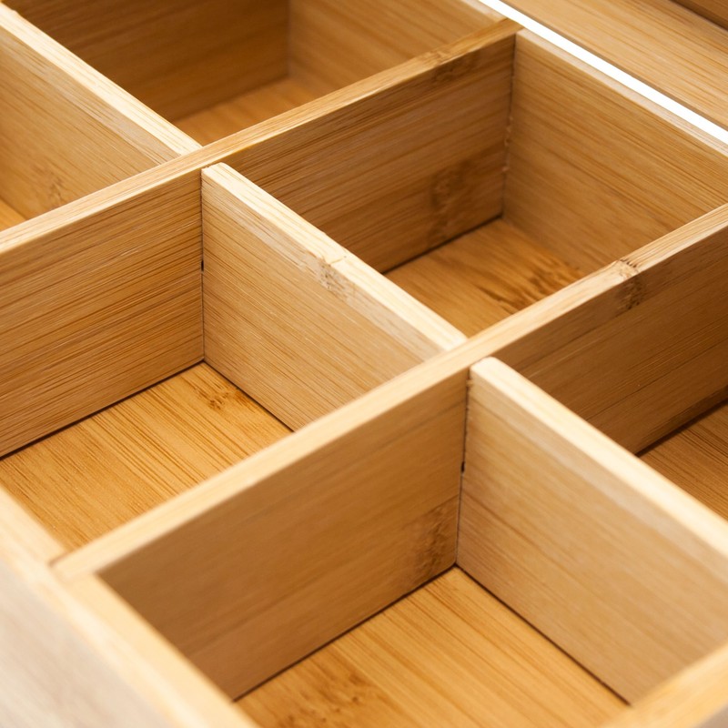 WOODEN BAMBOO RETRO BOX TEA BAG CHEST CADDY TRANSPARENT LID