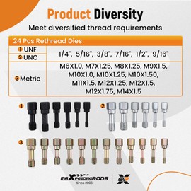 maXpeedingrods 56Pcs Thread Restorer Kit, Rethread Repair Tool, UNC UNF & Metric Thread Chaser Repair Set with Thread Pitch Gauge