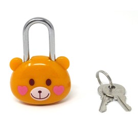 Honbay Cute Cartoon Animal Padlock Mini Brown Bear Padlock Lock with Key - for Jewelry Box, Purse, Handbag, Backpacks, Cabinet, Treasure Chest, Suitcases, Lockers, Letter Box, Diary, Notebook, etc