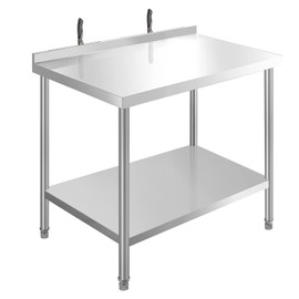 Stainless Steel Table HXCFYP Stainless Steel Table for Prep & Work 36 x 24 Inches with Backsplash and Knife Block for Restaurant, Home and Hotel