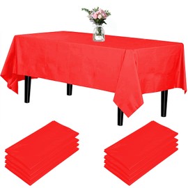Newthinking Disposable Party Tablecloths, Rectangular, 137 x 274 cm, Pack of 4, Plastic Tablecloth for Party, Wedding, BBQ, Picnic, Christmas (Red)