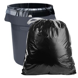 Commander 39 Gallon 1.0 MIL Black Drawstring Lawn & Leaf Trash Bags - 33" x 41" - Pack of 40 - For Home, Kitchen, Lawn, Outdoor, Construction, & Contractor