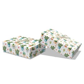 6 x Cactus Gift Wrapping Paper & 10 Gift Tags Unisex boy Girl Men Women Male Female Gift wrap Paper for Birthday Presents Occasions Celebrations 50x70cm Folded Sheets