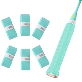 MANJHONG Tennis Grip Tape - Pack of 6/12 - Anti Slip & Soft Racket Overgrip for Badminton, Squash, Pickleball Paddles, TiffyBlue 6 Pack