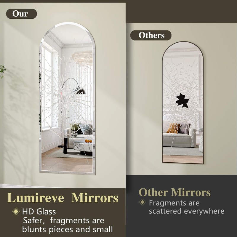 Over the Door Mirror Full Length, 48x14 Inch Frameless Door